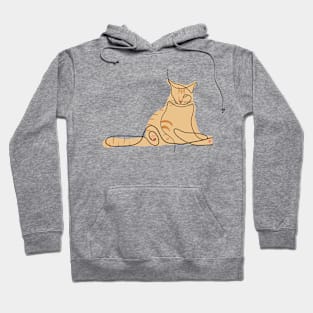 Yellow Cat - Simple Minimalist Line Art Design Hoodie